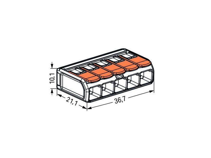 WAGO 221-615 KLEMA SA POLUGOM 5x0,5-6mm 450V/4kV/2 41A