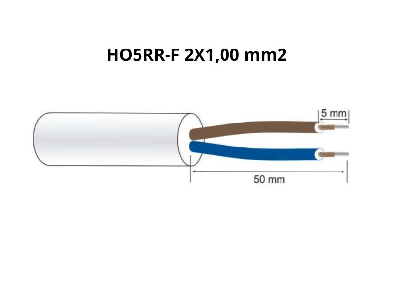 PRIKLJUČNI KABAL 2x1,00 GG/J (H05RR-F) 2M