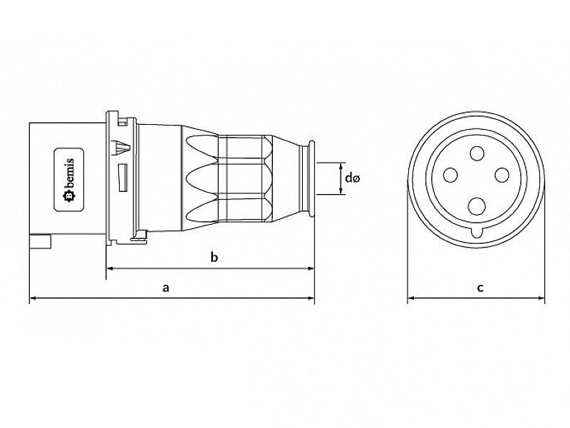 UTIKAČ UKO-UTO BEMIS IP44 16A 3P+E 380V BC1-1504-2011