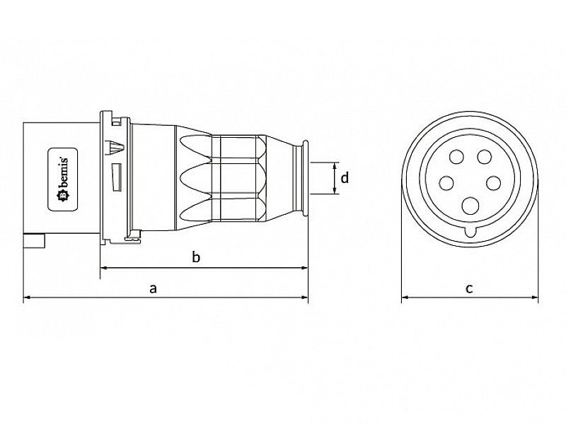 UTIKAČ UKO-UTO BEMIS IP44 32A 3P+E+N 380V BC1-3505-2011