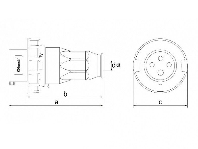 UTIKAČ UKO-UTO BEMIS IP67 16A 3P+E 380V BC1-1504-7011