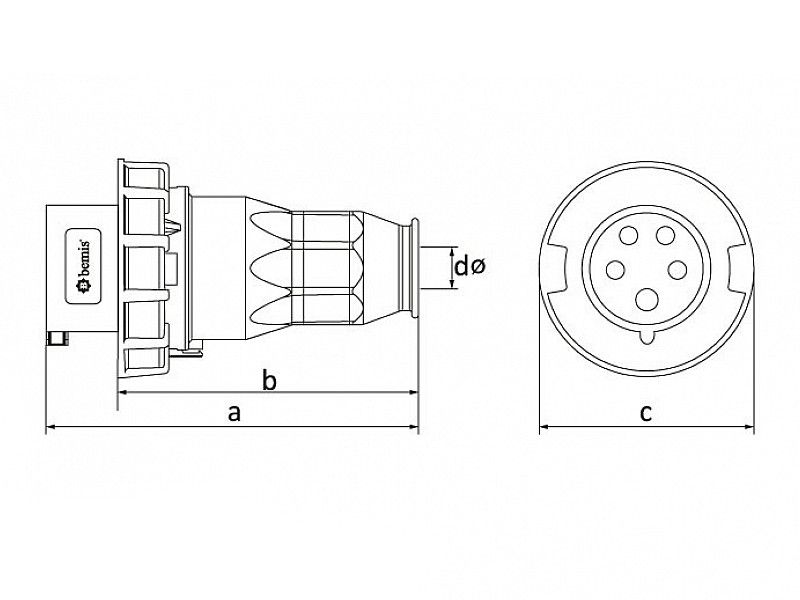 UTIKAČ UKO-UTO BEMIS IP67 16A 3P+E+N 380V BC1-1505-7011