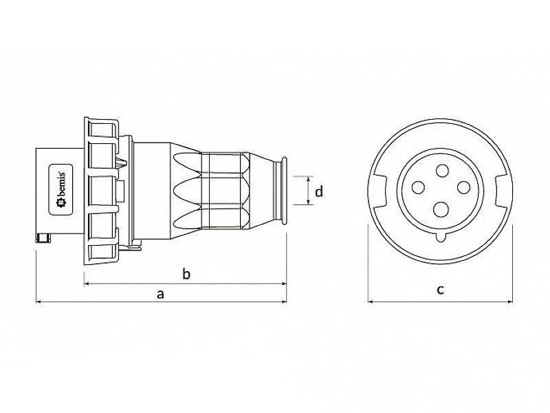 UTIKAČ UKO-UTO BEMIS IP67 32A 3P+E 380V BC1-3504-7011