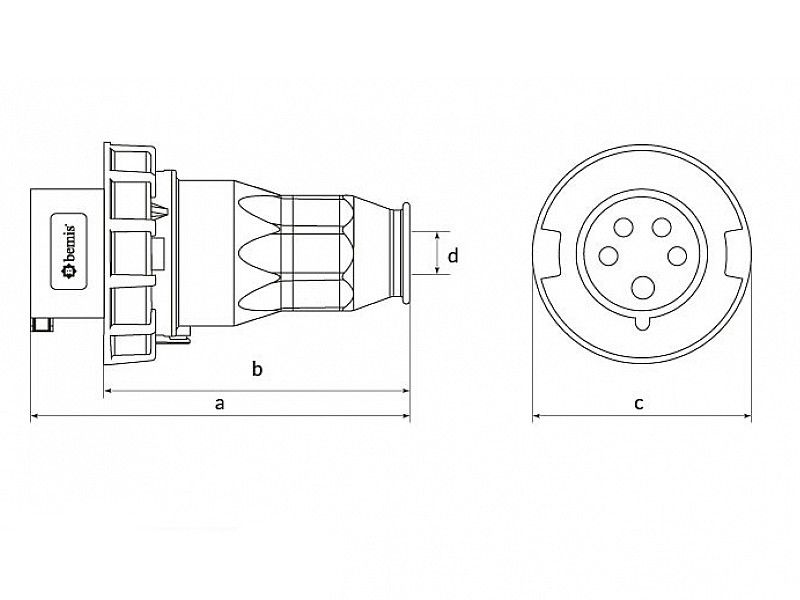 UTIKAČ UKO-UTO BEMIS IP67 32A 3P+E+N 380V BC1-3505-7011