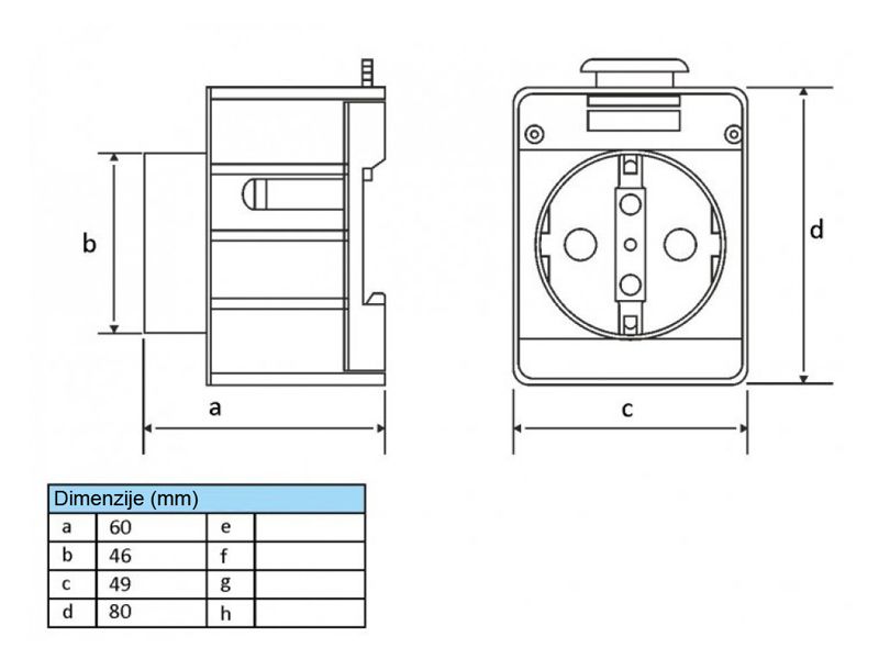 UTIČNICA NA ŠINU 1X16A 220V BEM 1402-2711 IP20