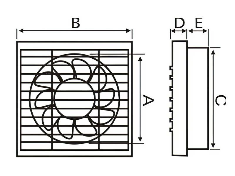 VENTILATOR SA PADAJUCOM ŽALUZINOM PVC FI200mm 34W BPT10-01-5 (FBS-20-4)